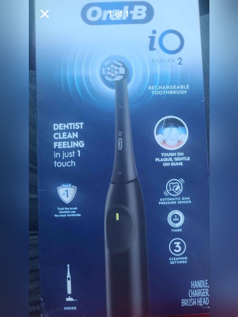 Oral‑B iO Series 2 Rechargeable Toothbrush — Black with Green Indicator